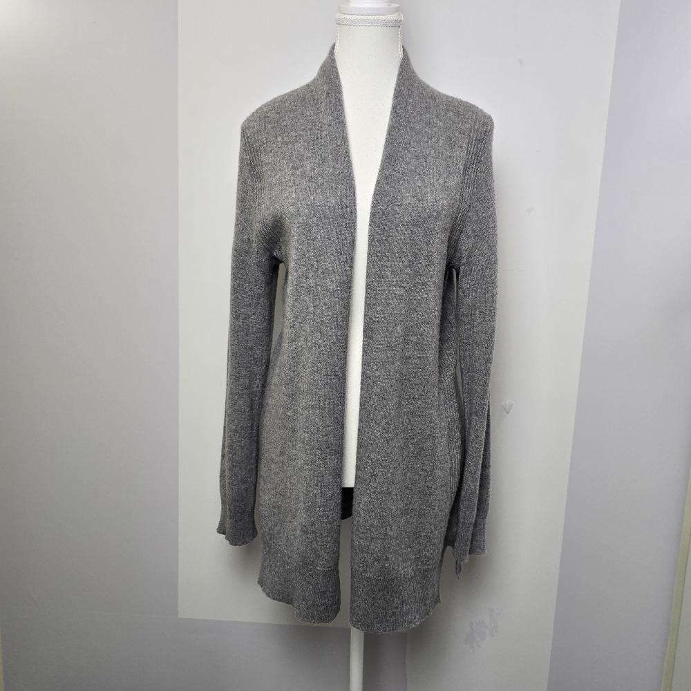 Saks Fifth Avenue Women's Gray Open Front 100% Cashmere Cardigan, Sz S (PTP 19")